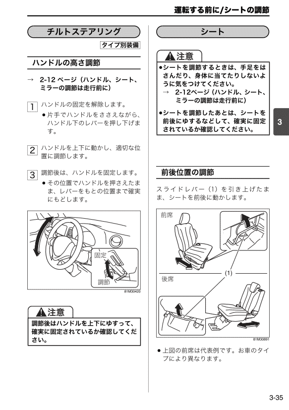 シート調整